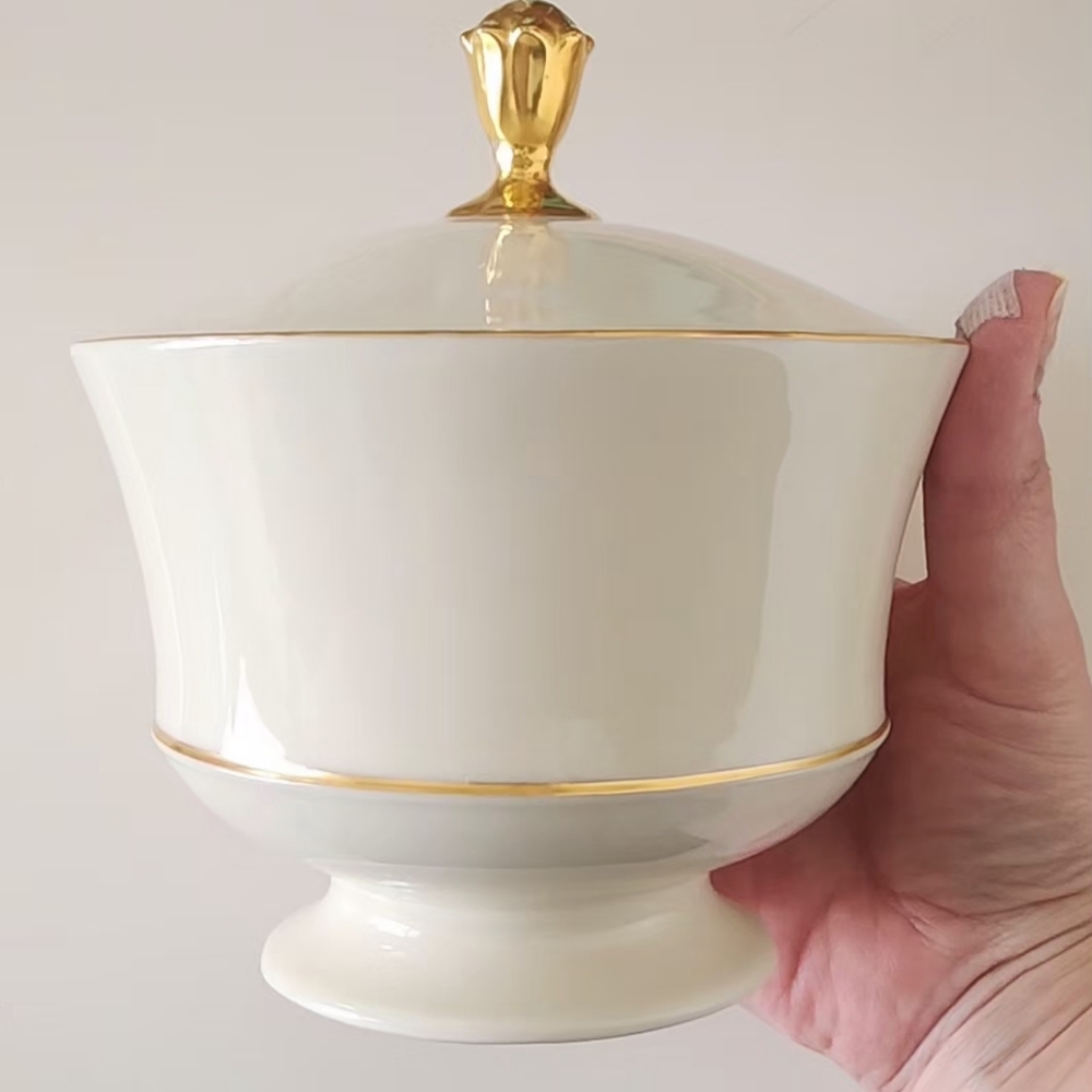 Vintage Lenox Candy Dish & Lid 24k Handpainted Gold Trim, EUVC - Picture 2 of 6